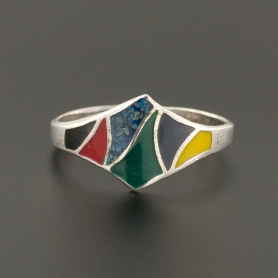 Vintage Enamel Ring | Sterling Silver Ring | Vinta