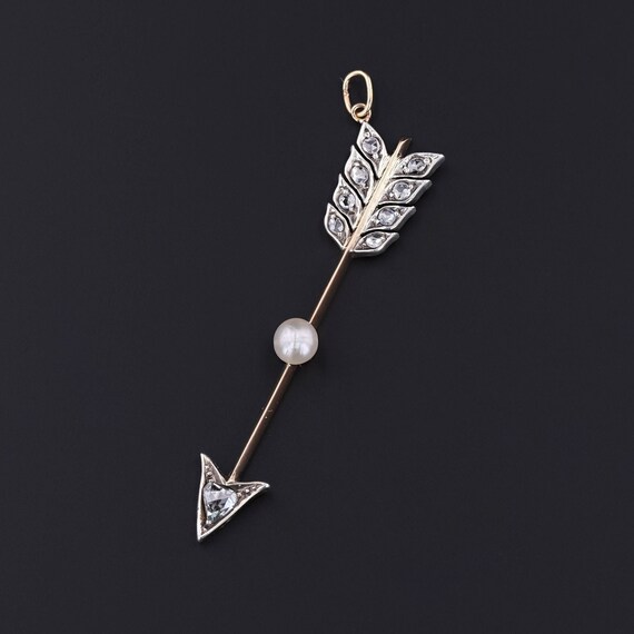 Antique Diamond Arrow Pendant of 14k Gold Gem