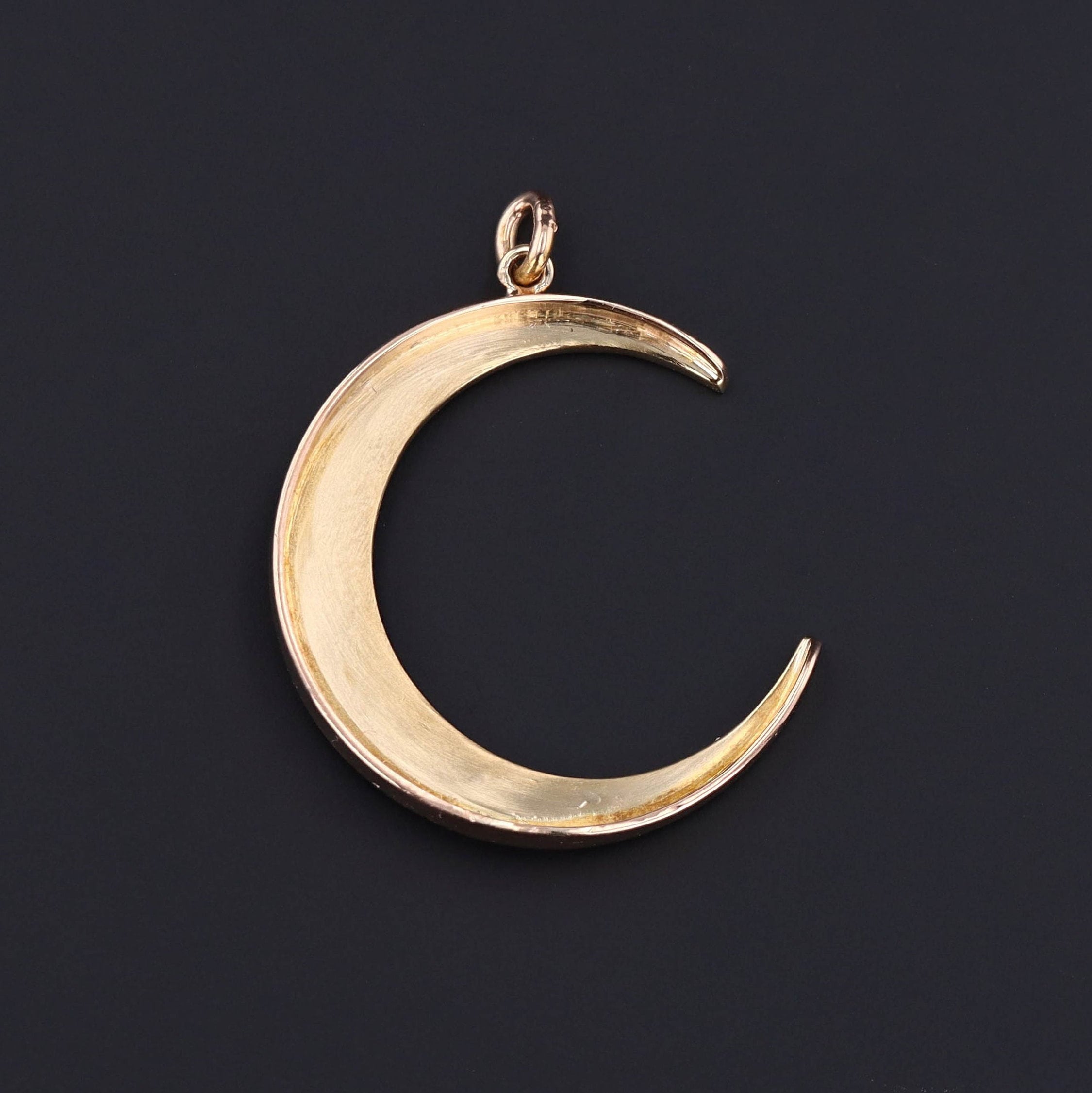 14k Gold  Pearl Crescent Moon Pendant Antique Pin - Etsy
