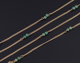 Vintage Turquoise Necklace Chain of 14k Gold