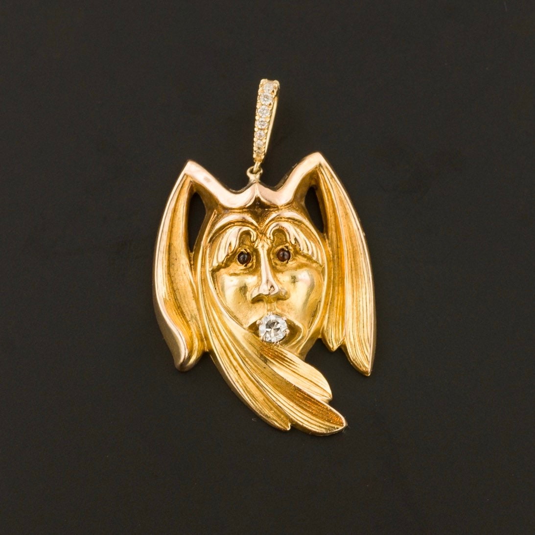 Antique Jester Pendant 10k Gold & Diamond Jester Art Etsy