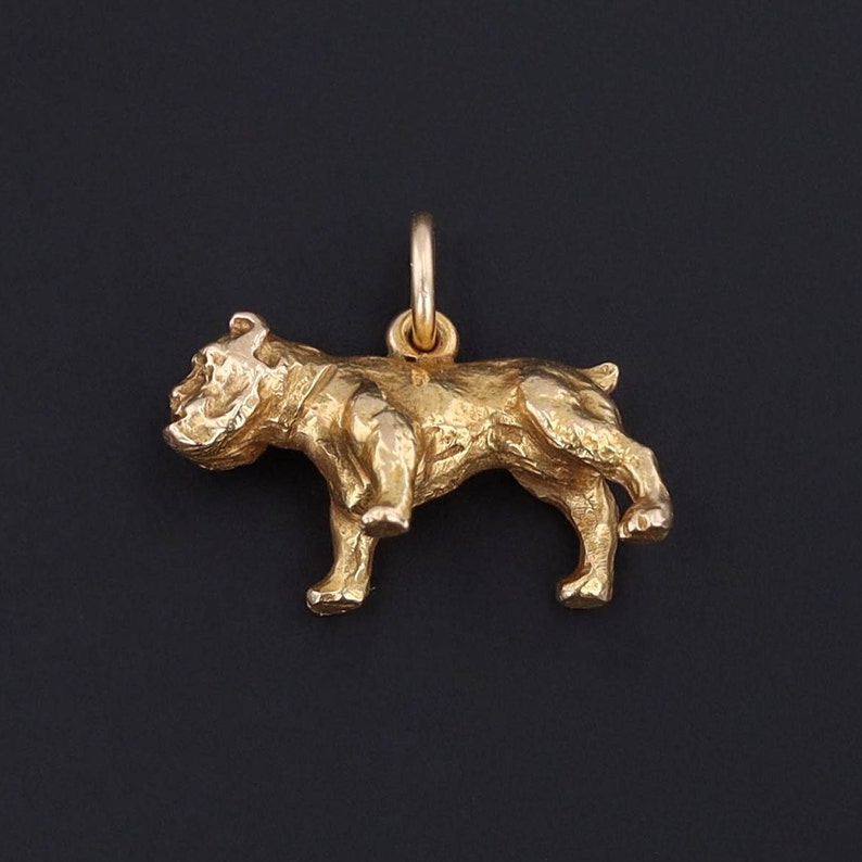 Vintage Bulldog Charm of 14k Gold image 2