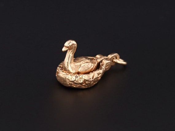 Vintage Moveable Goose with a Golden Egg Charm of… - image 1