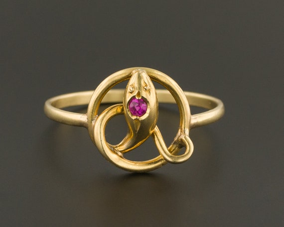 Snake Ring | Ruby Snake Ring | 18k Gold Snake Ring