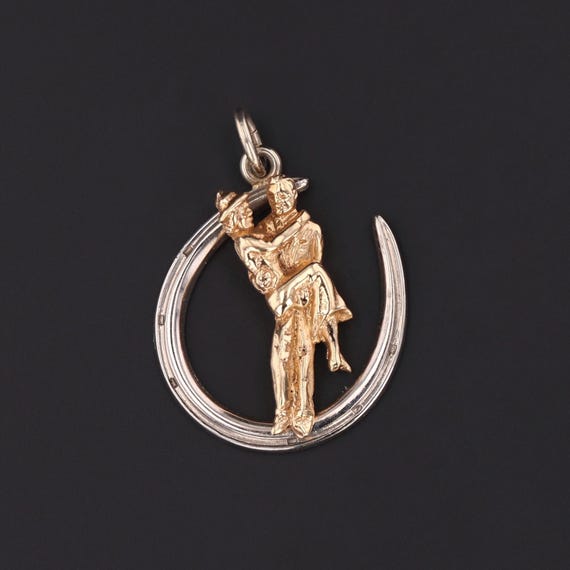 Vintage Lucky in Love Couple Charm of 14k Gold