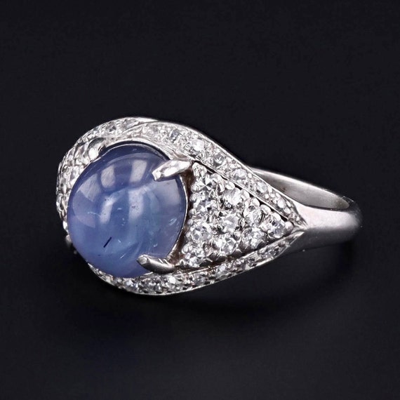 Vintage Natural Star Sapphire and Diamond Ring of… - image 2