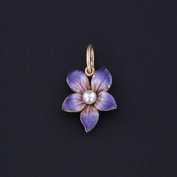 Antique Violet Charm of 14k Gold