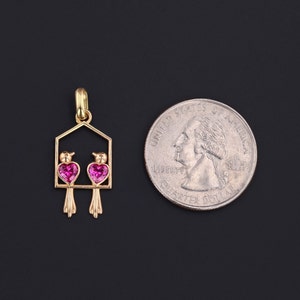 Vintage Ruby Lovebirds Pendant of 18k Gold image 2