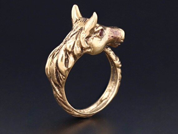 Vintage Horse Wrap Around Ring of 14k Gold - image 4