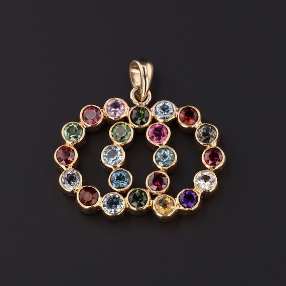 Vintage Gemstone Love Knot Pendant of 14k Gold - image 1