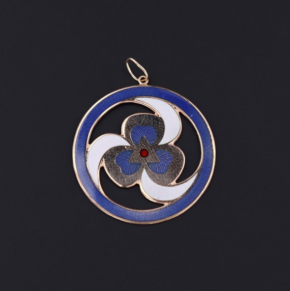 Antique Enamel Pendant of 10k Gold