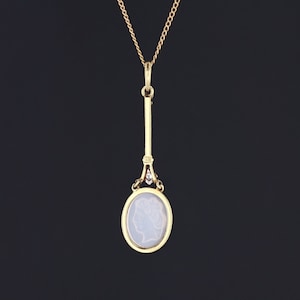 Vintage Moonstone Cameo Pendant of 14k Gold image 2