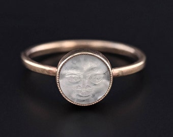 Anillo Hombre Antiguo en la Luna de Oro 14k