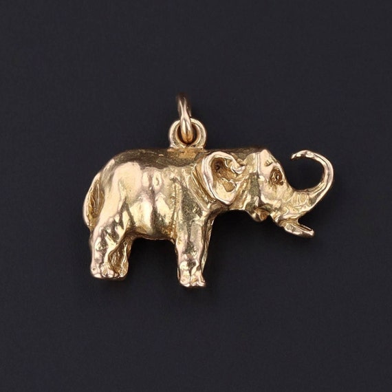 Elephant Charm 14k Gold Charm Vintage 