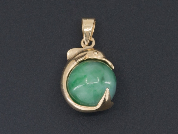 Dolphin Charm | 14k Gold & Jade Charm | Jade Dolph