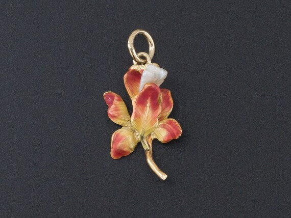 14k Gold & Enamel Iris Charm | Iris Flower Charm |