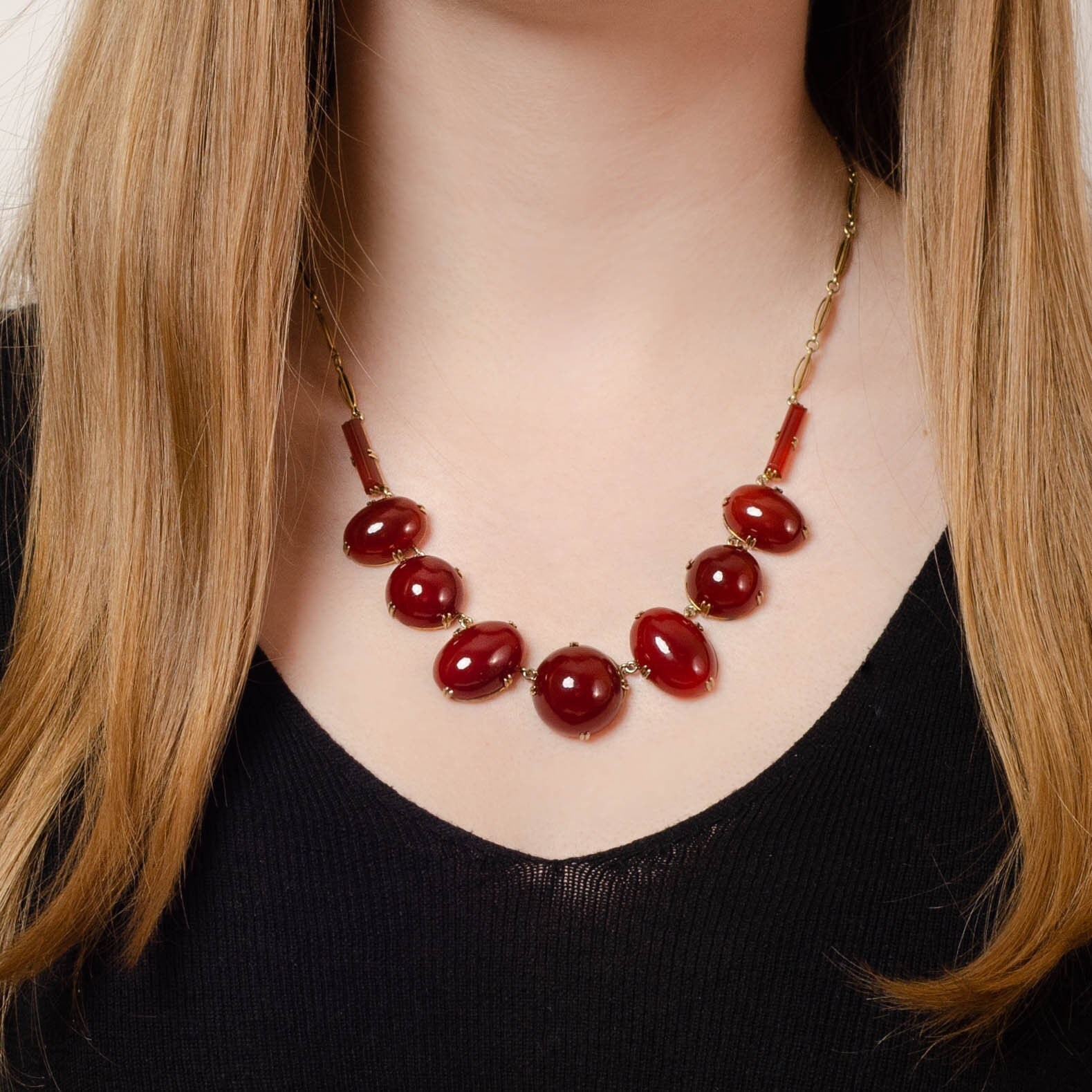 Vintage Carnelian Necklace 14k Gold 