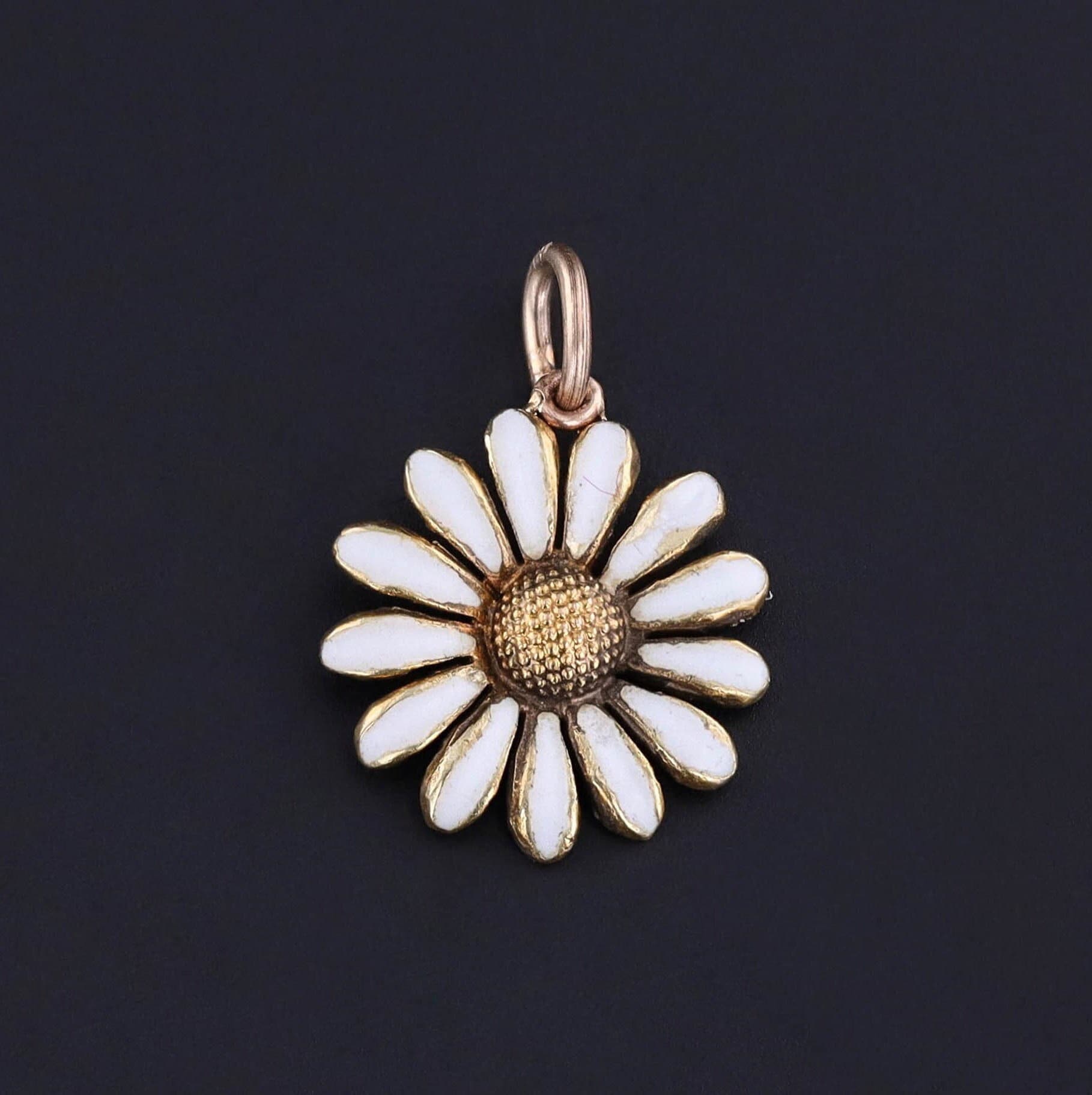 Antique Daisy Charm of 14k Gold - Etsy