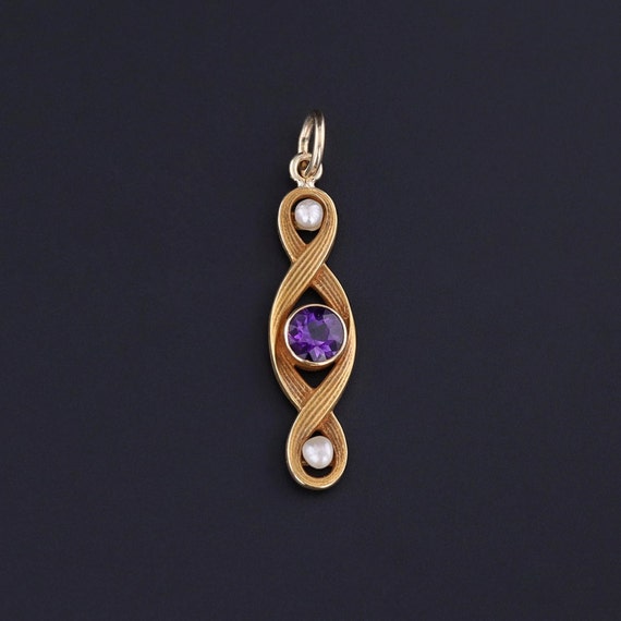 Antique Amethyst and Pearl Conversion Pendant of … - image 1