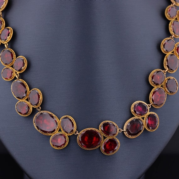 Georgian Garnet Riviere Necklace of 14k Gold - image 3