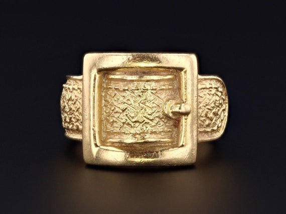 Vintage Buckle Ring of 18k Gold - image 2