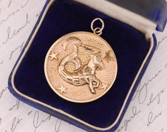 Vintage Capricorn Pendant of 10k Gold