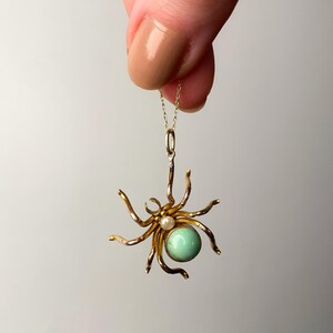 Vintage Turquoise Spider Pendant of 9k Gold
