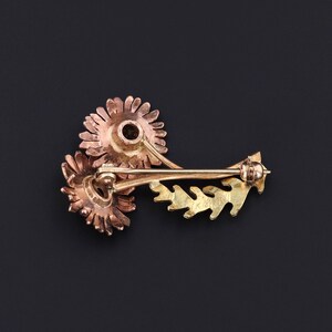 Vintage Citrine Daisy Brooch Rose and Yellow Gold image 3