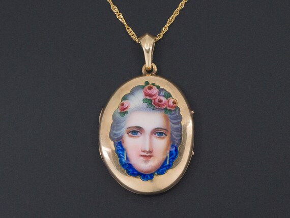 Antique Enamel Locket | Enamel Woman Locket | Anti