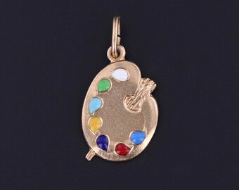 チャー　オパール オーバルチャーム ゴールド アンティーク ブラック オパール & パール チャーム 14K