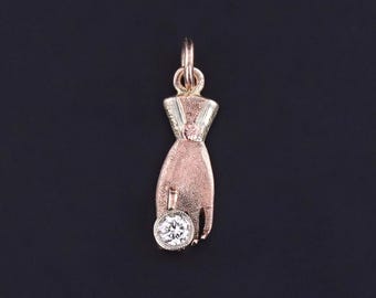 Antique Hand With Diamond Charm of 9ct Gold