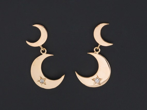 Crescent Moon Earrings | Diamond Crescent Earrings