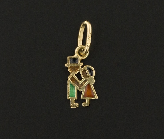 Enamel Love Token Charm | 14k Gold Charm | Vintage