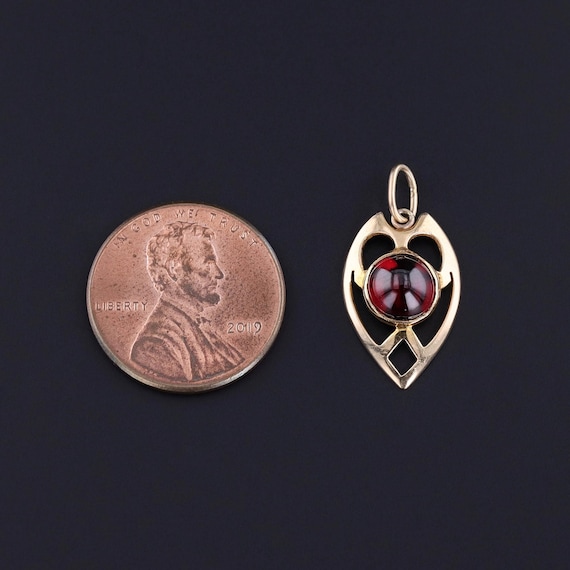 Antique Garnet Charm of 14k Gold - image 2