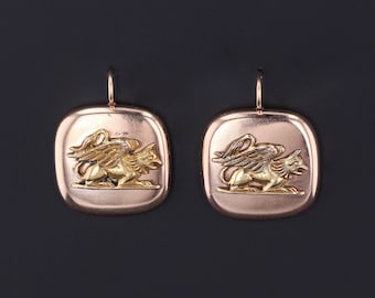 Boucles d’oreilles antique Griffin Conversion en or 14 carats