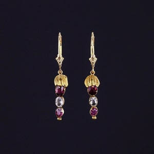 Antique Garnet and Rock Crystal Conversion Earrings of 14k Gold image 1