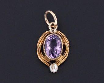 Antique Amethyst Conversion Charm of 14k Gold