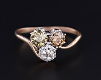 Antique Diamond Trilogy Ring of 14k Gold