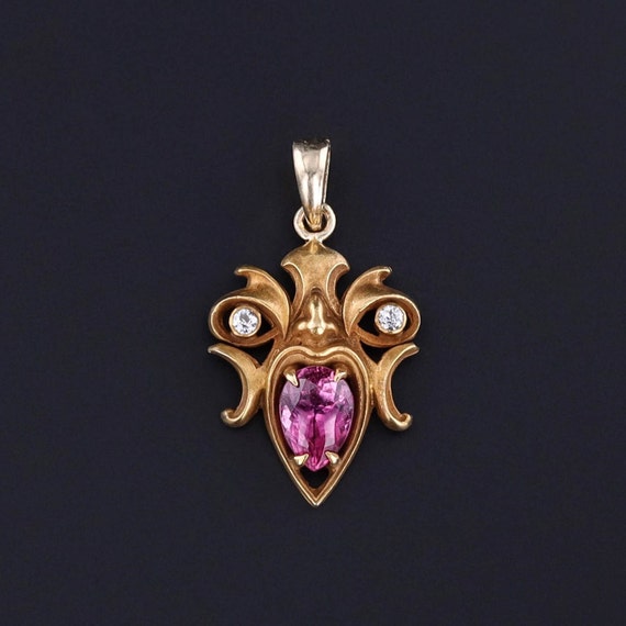 Art Nouveau Gargoyle Pendant of 14k Gold - image 1