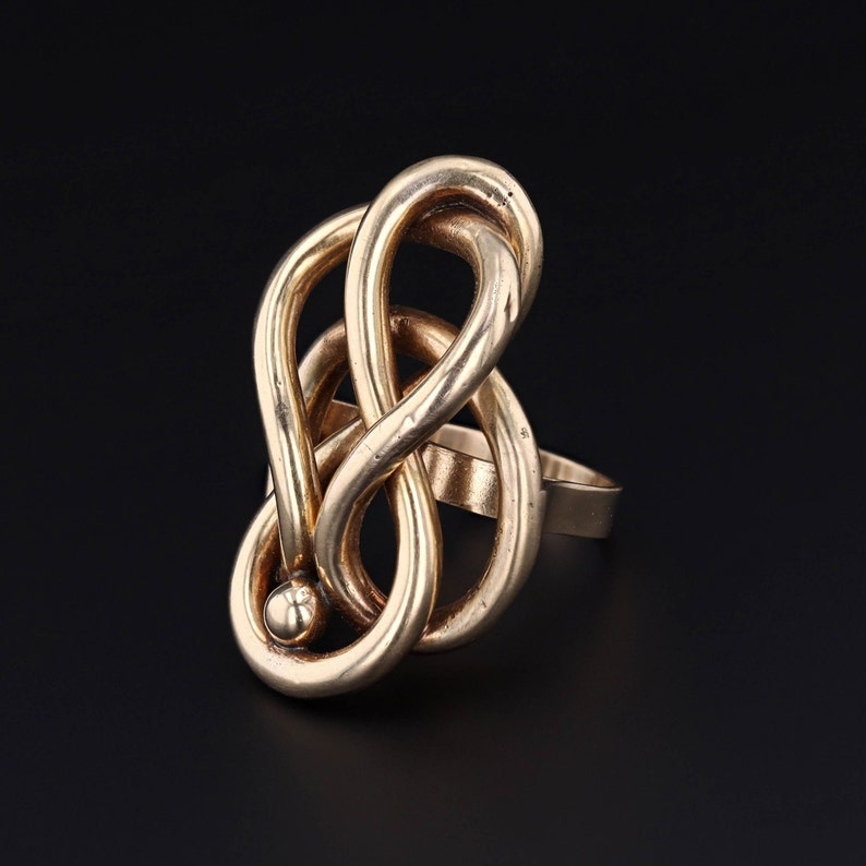 Antique Love Knot Conversion Statement Ring of 14k Gold image 3
