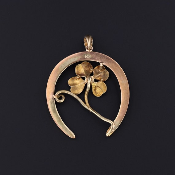 Antique Clover and Horseshoe Conversion Pendant o… - image 2