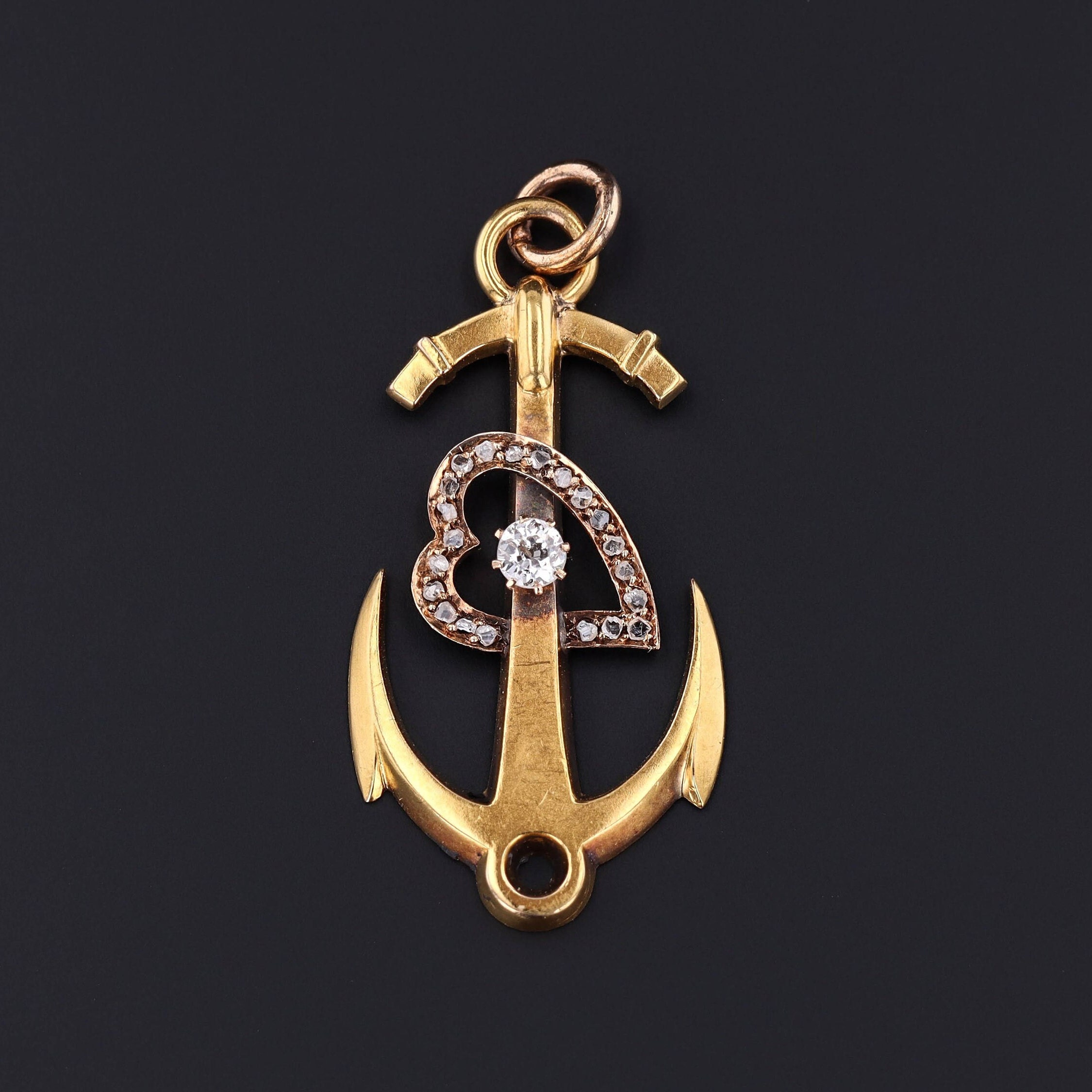 Antique Anchor Pendant 18k Gold 
