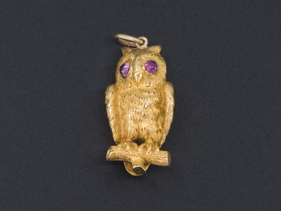 Owl Charm | Gold Owl Charm | Antique Owl Charm | 1