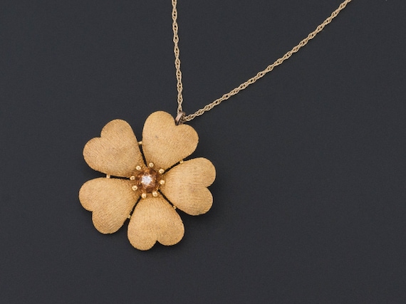 Antique Flower Pendant of 14k Gold - image 2