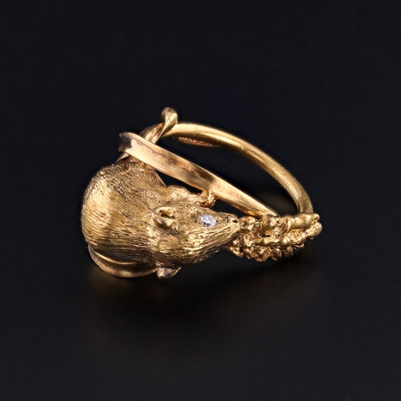 Vintage Mouse Ring of 10k & 18k Gold - image 3