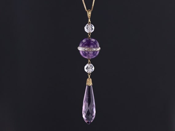 Vintage Amethyst Pendant of 10k Gold - image 2