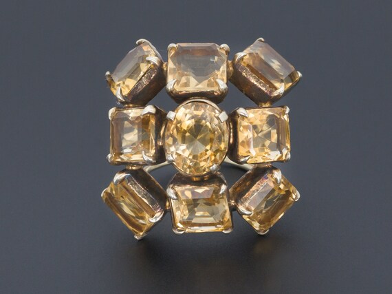 Vintage Citrine Statement Ring | Large Citrine Rin