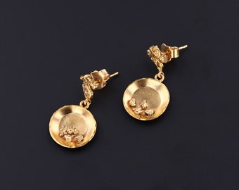 Vintage Gold Nugget Novelty Earrings of 10k Gold