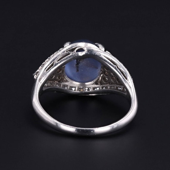 Vintage Natural Star Sapphire and Diamond Ring of… - image 3