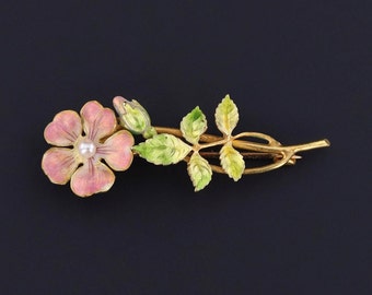 Antique Enamel Flower of 14k Gold